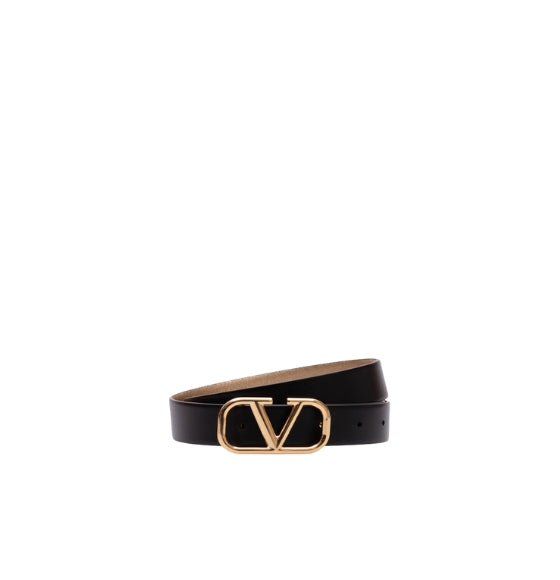 Metallic Gold & Black Reversible 30mm V-Logo Signature Belt