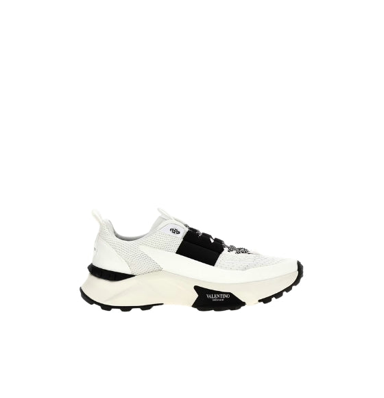 White & Black Studs Detailed True Act Sneakers