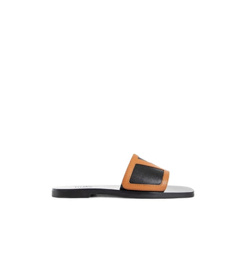 Black & Pecan Brown V-Logo Viva Superstar Slides
