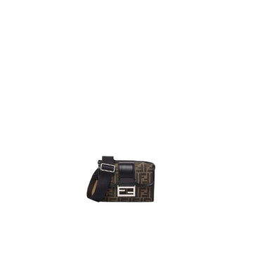 Dark Brown FF Motif Double Baguette Crossbody Bag