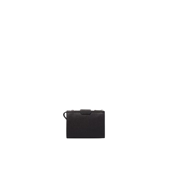 Black Double Baguette Leather Crossbody Bag
