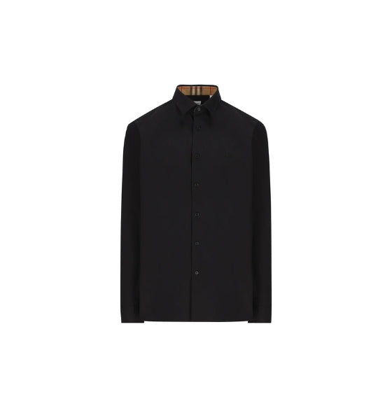 Black Slim-Fit Cotton Stretch Shirt
