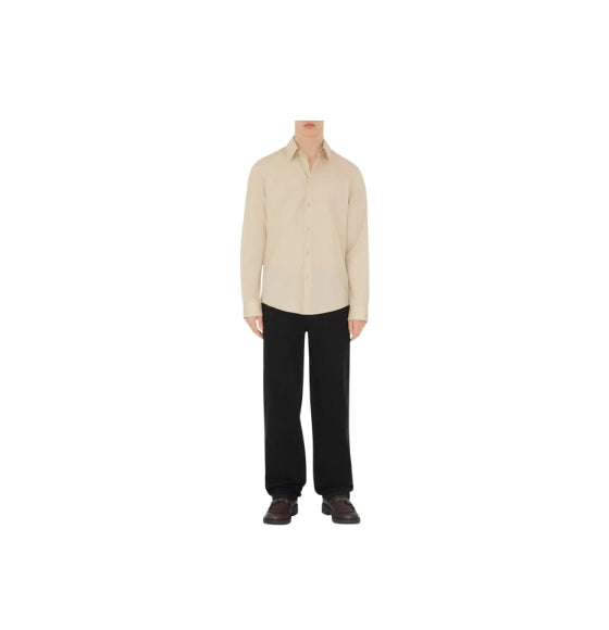 Beige Long Sleeved Classic Cotton Shirt