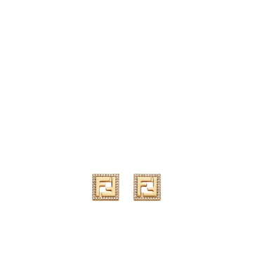 Gold Forever Fendi Logo Square Earrings