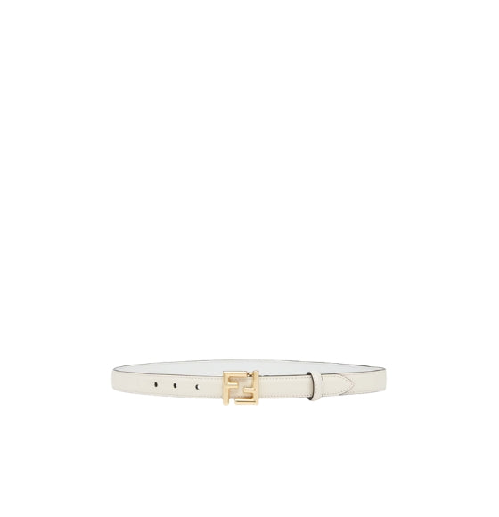 White FF Leather Belt