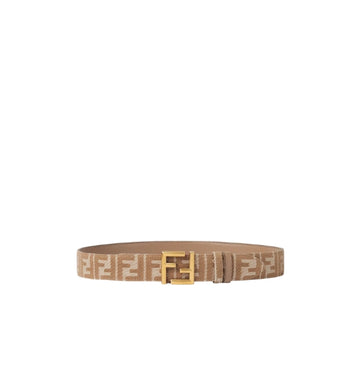 Beige FF Motif Reversible Canvas Leather Belt
