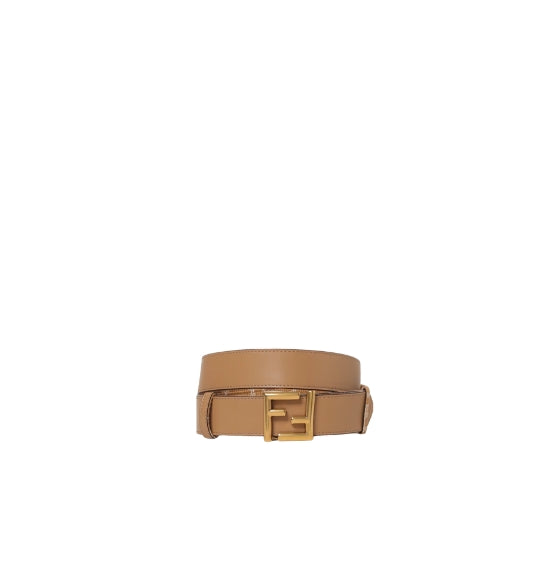 Beige FF Motif Reversible Canvas Leather Belt