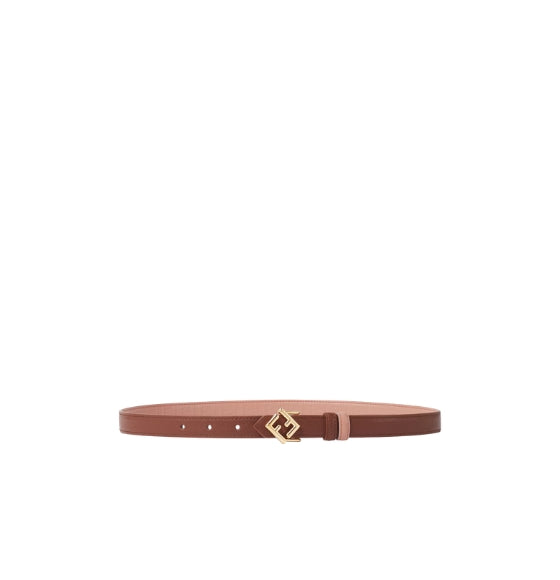 Brown Pink FF Motif Reversible Leather Belt
