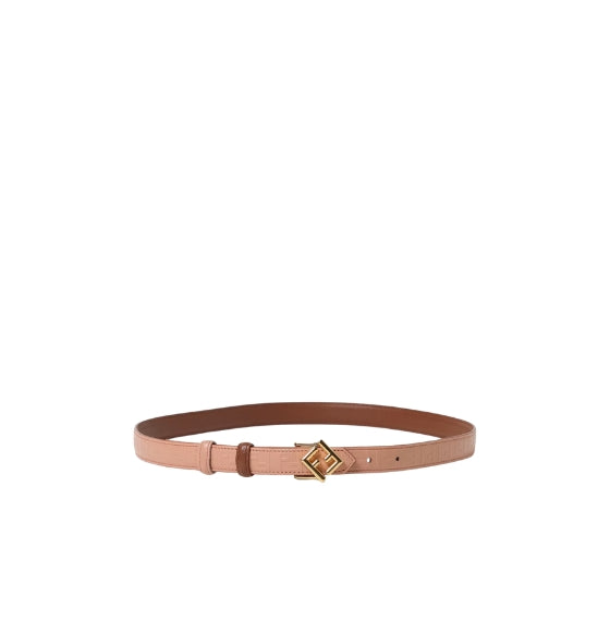 Brown Pink FF Motif Reversible Leather Belt