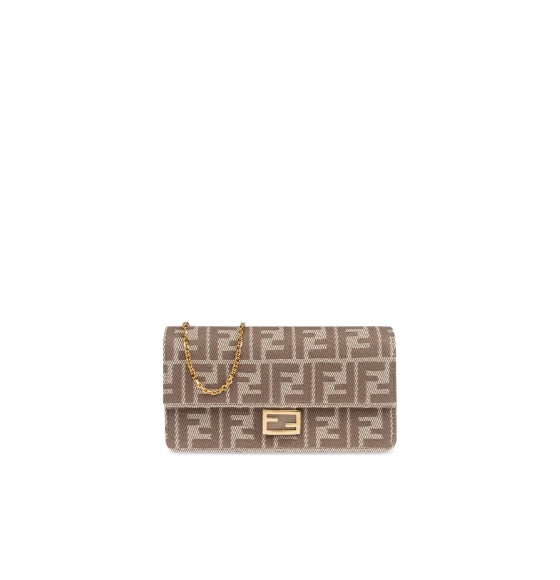 Beige Chain Baguette Shoulder Bag