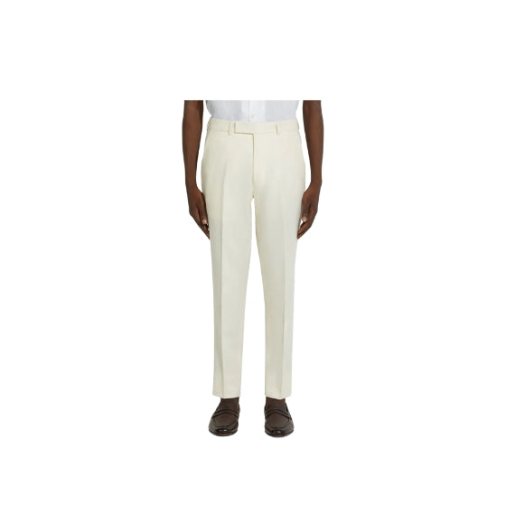 White Oasi Linen Tailored Pants