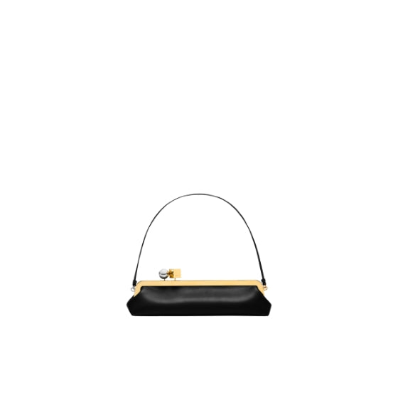 Black Leather Long Salon Clutch