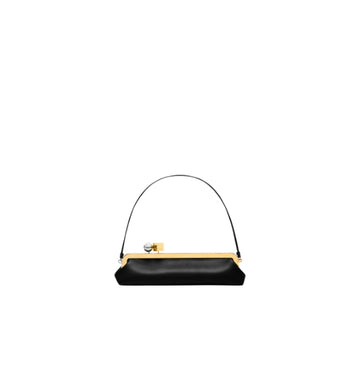 Black Leather Long Salon Clutch