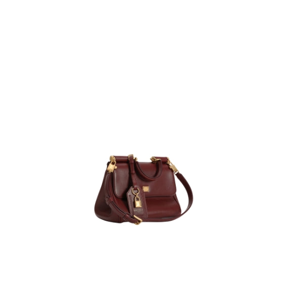 Burgundy My Sicily Top Handle Leather Handbag