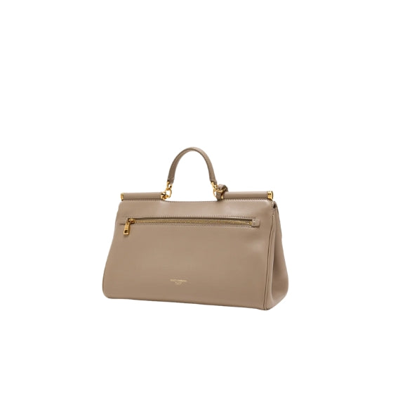 Beige My Sicily Leather Shoulder Handbag