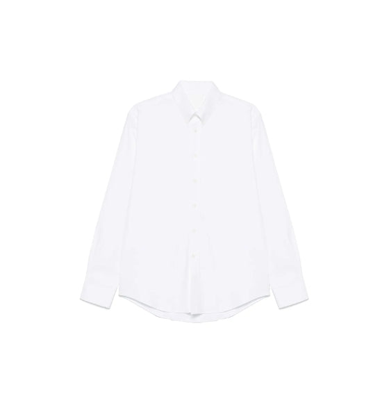 White Logo Embroidered Long-Sleeved Shirt