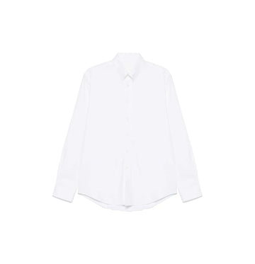 White Logo Embroidered Long-Sleeved Shirt