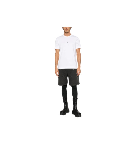 White 4G Logo Detail Slim Fit T-Shirt