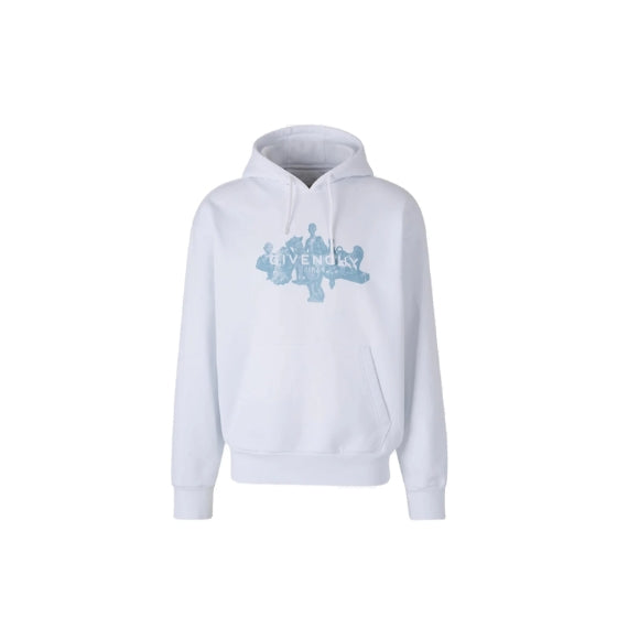 White Logoed Hubert Objects Printed Drawstring Hoodie