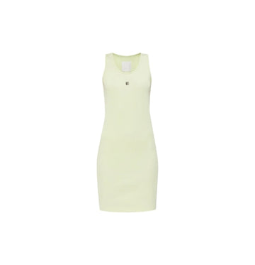 Green 4G-Detail Sleeveless Ribbed Cotton Mini Dress