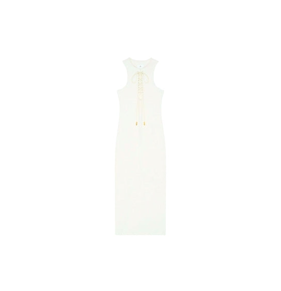 White Cotton Lace-Up Tank Dress