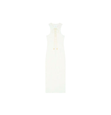 White Cotton Lace-Up Tank Dress