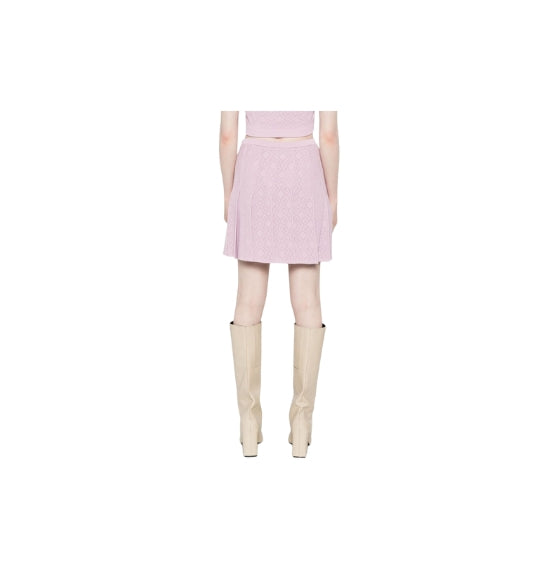 Pink Parma Monogram 72 Jacquard Pleated Knit Mini Skirt
