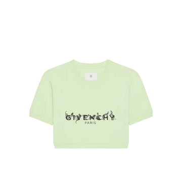 Green Logo-Printed Cropped T-Shirt