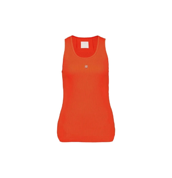 Orange 4G Liquid Rib Tank Top