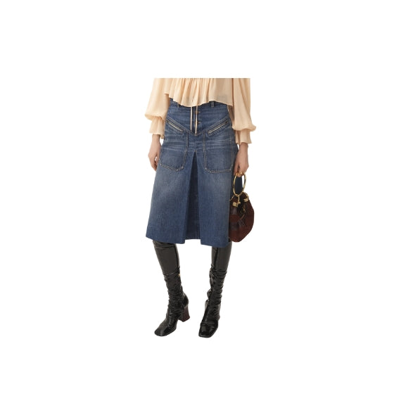 Chloé Blue Denim Knee-Length Skirt
