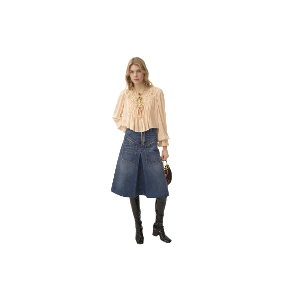Chloé Blue Denim Knee-Length Skirt