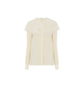 Chloé White Crepe de Chine & Lace Gathered Blouse