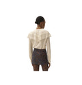 Chloé White Crepe de Chine & Lace Gathered Blouse