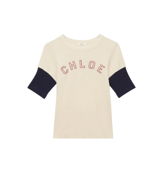 Chloe White Flamé Fitted T-Shirt