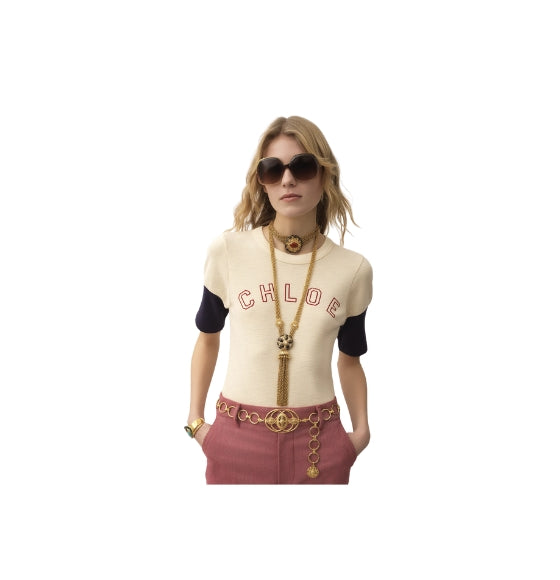 Chloe White Flamé Fitted T-Shirt