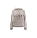 Chloe Grey Chiné Cotton Fleece Oversized Logo Hoodie