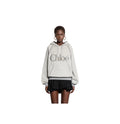 Chloe Grey Chiné Cotton Fleece Oversized Logo Hoodie