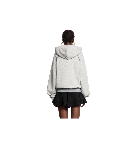 Chloe Grey Chiné Cotton Fleece Oversized Logo Hoodie