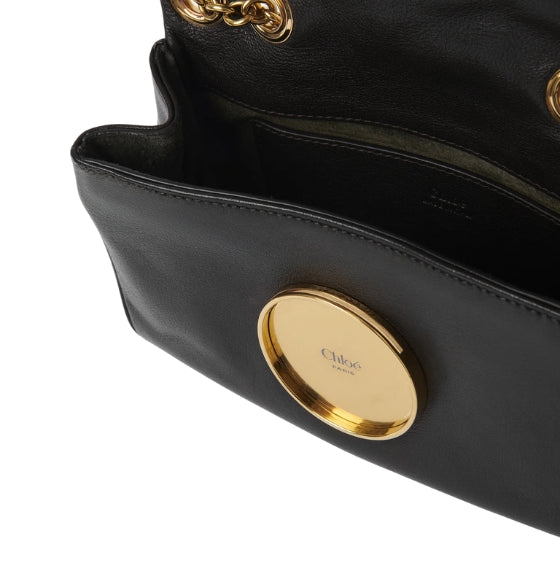 Chloe Black Leather Heritage Shoulder Bag