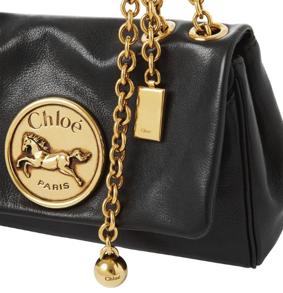 Chloe Black Leather Heritage Shoulder Bag