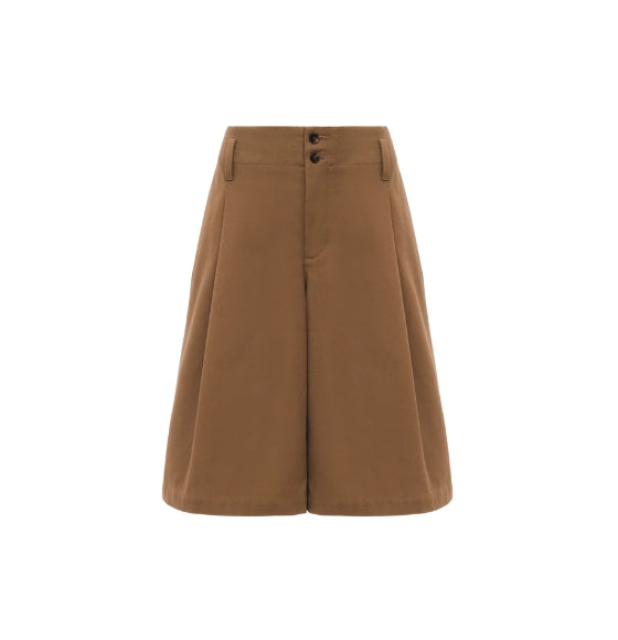 Chloe Brown Wide-Leg Bermuda Shorts