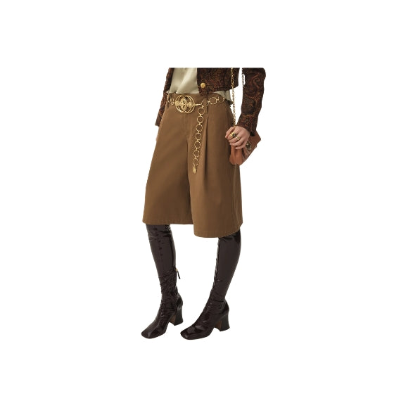 Chloe Brown Wide-Leg Bermuda Shorts