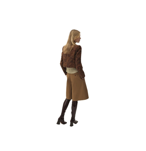 Chloe Brown Wide-Leg Bermuda Shorts