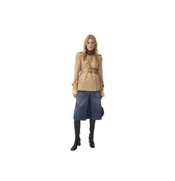 Chloe Brown Cotton Gabardine Short Trench Coat