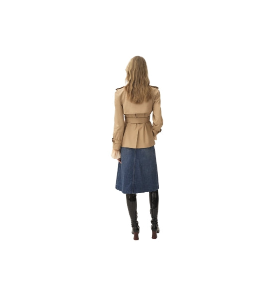 Chloe Brown Cotton Gabardine Short Trench Coat