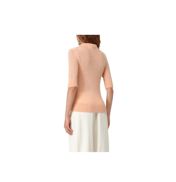 Chloe Orange Elbow-Sleeve Logo Sweater