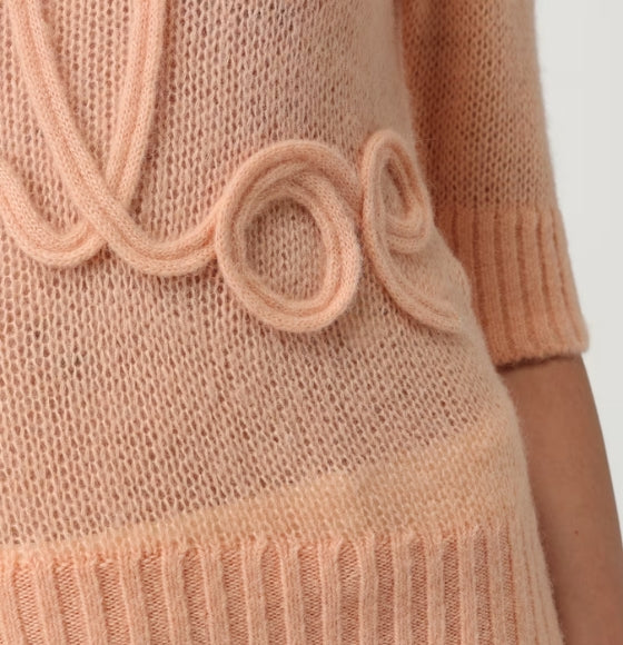 Chloe Orange Elbow-Sleeve Logo Sweater