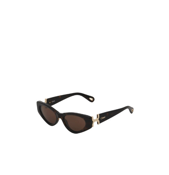 Havana Brown Metal Gold Bold Cat-Eye Marcie Sunglasses