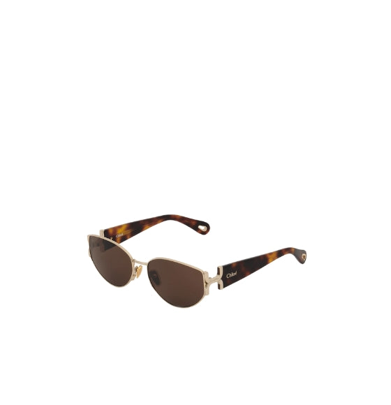 Havana Brown Metal Gold Fine Marcie Sunglasses