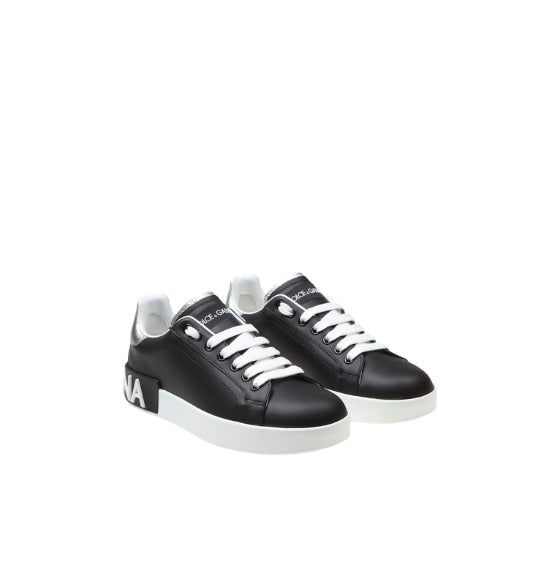 Black Silver Heel Counter Portofino Sneakers